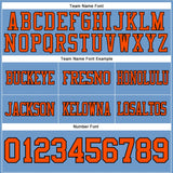 Custom Light Blue Orange-Black Mesh Authentic Football Jersey