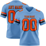 Custom Light Blue Orange-Black Mesh Authentic Football Jersey