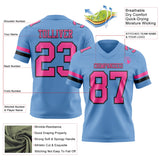 Custom Light Blue Pink-Black Mesh Authentic Football Jersey