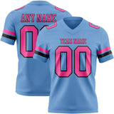 Custom Light Blue Pink-Black Mesh Authentic Football Jersey