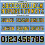 Custom Light Blue Black-Gold Mesh Authentic Football Jersey