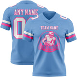 Custom Light Blue White-Pink Mesh Authentic Football Jersey