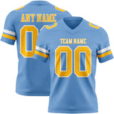 Custom Light Blue Gold-White Mesh Authentic Football Jersey