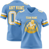 Custom Light Blue White-Gold Mesh Authentic Football Jersey