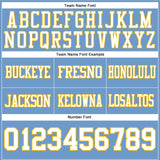 Custom Light Blue White-Gold Mesh Authentic Football Jersey