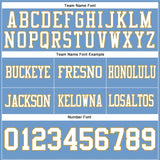 Custom Light Blue White-Old Gold Mesh Authentic Football Jersey