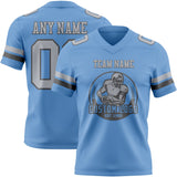 Custom Light Blue Gray-Steel Gray Mesh Authentic Football Jersey