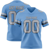Custom Light Blue Gray-Steel Gray Mesh Authentic Football Jersey