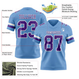 Custom Light Blue Purple-White Mesh Authentic Football Jersey