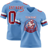 Custom Light Blue Cardinal-White Mesh Authentic Football Jersey