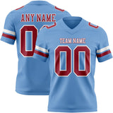 Custom Light Blue Cardinal-White Mesh Authentic Football Jersey