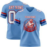 Custom Light Blue White Royal-Red Mesh Authentic Football Jersey