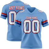 Custom Light Blue White Royal-Red Mesh Authentic Football Jersey