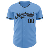Custom Light Blue Black Authentic Baseball Jersey