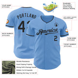 Custom Light Blue Black Authentic Baseball Jersey