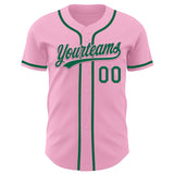 Custom Light Pink Kelly Green Authentic Baseball Jersey
