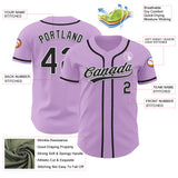 Custom Light Purple Black-White Authentic Baseball Jersey