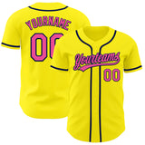 Custom Light Yellow Pink-Navy Authentic Baseball Jersey