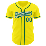 Custom Light Yellow Kelly Green-White Authentic Baseball Jersey
