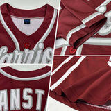 Custom Burgundy White-Gray Authentic Baseball Jersey
