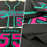 222 Custom Black Pink-Teal Authentic Baseball Jersey Test(勿删!!!!)