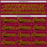 Custom Maroon Black-Gold Hockey Lace Neck Jersey
