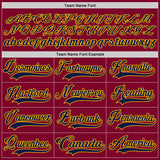 Custom Maroon Navy-Gold Hockey Lace Neck Jersey