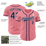 Custom Medium Pink Navy-White Authentic Baseball Jersey