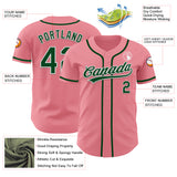 Custom Medium Pink Green-White Authentic Baseball Jersey
