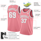Custom Medium Pink White-Gray Authentic Basketball Jersey