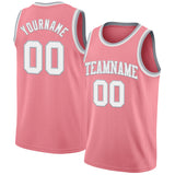 Custom Medium Pink White-Gray Authentic Basketball Jersey