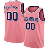 Custom Medium Pink Navy-White Authentic Basketball Jersey