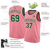 Custom Medium Pink Green-White Authentic Basketball Jersey