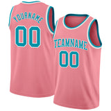 Custom Medium Pink Teal-White Authentic Basketball Jersey