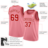 Custom Medium Pink Red-White Authentic Basketball Jersey