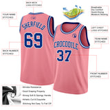 Custom Medium Pink Royal-White Authentic Basketball Jersey
