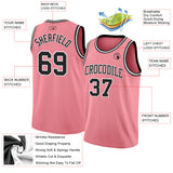 Custom Medium Pink Black-White Authentic Basketball Jersey