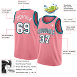 Custom Medium Pink White Black-Teal Authentic Basketball Jersey