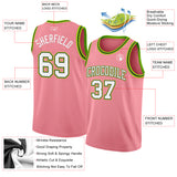 Custom Medium Pink White Black-Neon Green Authentic Basketball Jersey