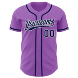 Custom Medium Purple Navy-White Authentic Baseball Jersey
