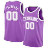 Custom Medium Purple White Authentic Basketball Jersey