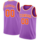 Custom Medium Purple Orange-White Authentic Basketball Jersey