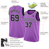 Custom Medium Purple Black-Gray Authentic Basketball Jersey