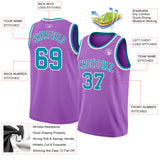 Custom Medium Purple Teal-White Authentic Basketball Jersey