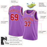 Custom Medium Purple Red-White Authentic Basketball Jersey