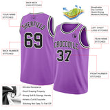 Custom Medium Purple Black-White Authentic Basketball Jersey