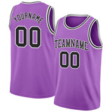 Custom Medium Purple Black-White Authentic Basketball Jersey
