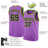 Custom Medium Purple Black-Neon Green Authentic Basketball Jersey