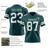 Custom Midnight Green White Mesh Authentic Football Jersey