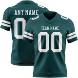 Custom Midnight Green White Mesh Authentic Football Jersey
